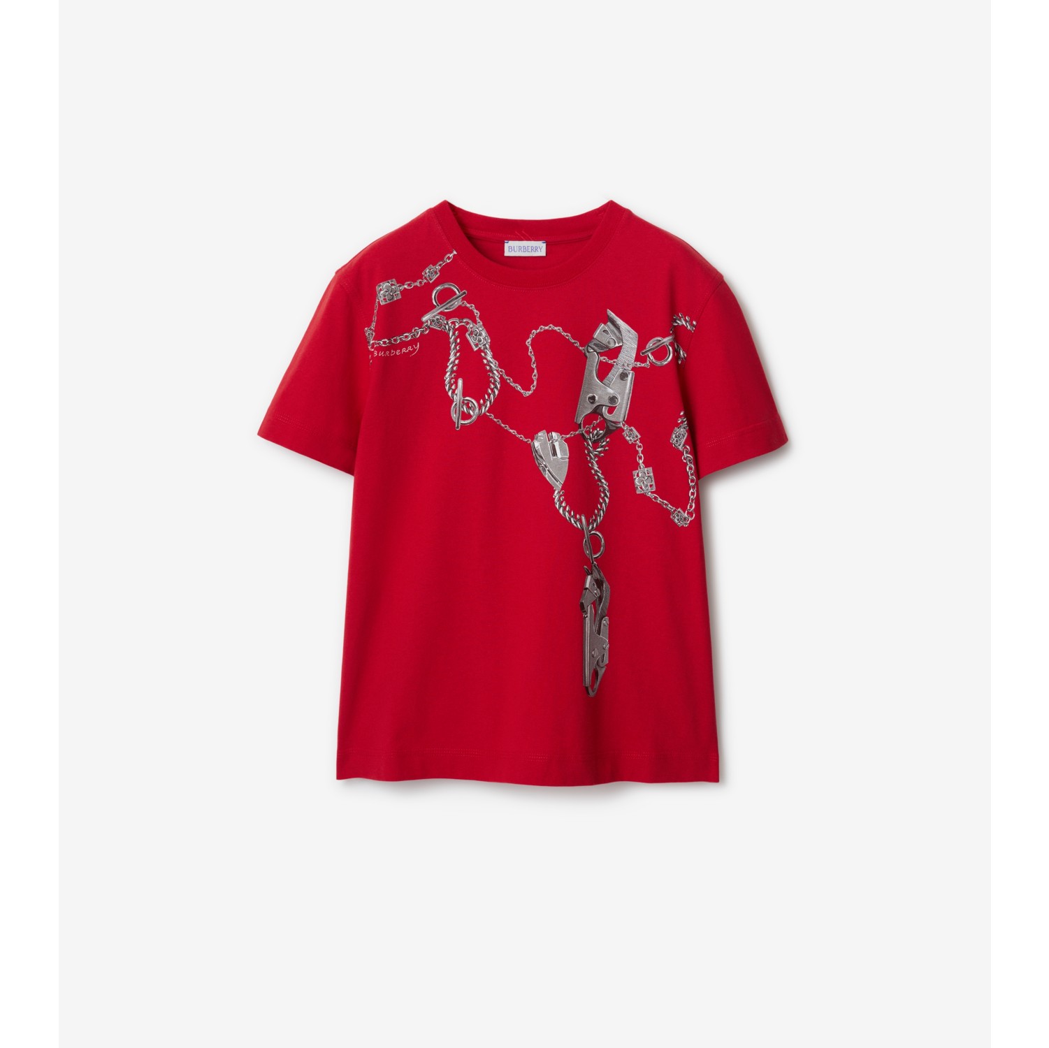 Boxy Knight Hardware Cotton T-shirt in Pillar - Women | Burberry® Official