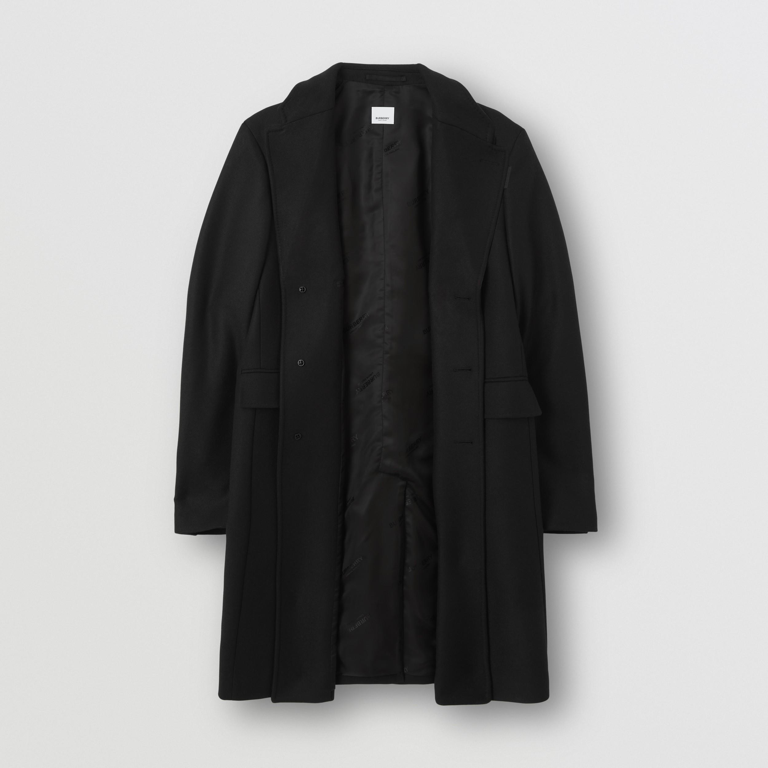 Label Appliqué Camel Hair Wool Tailored Coat in Black - Men | Burberry® Official - 2