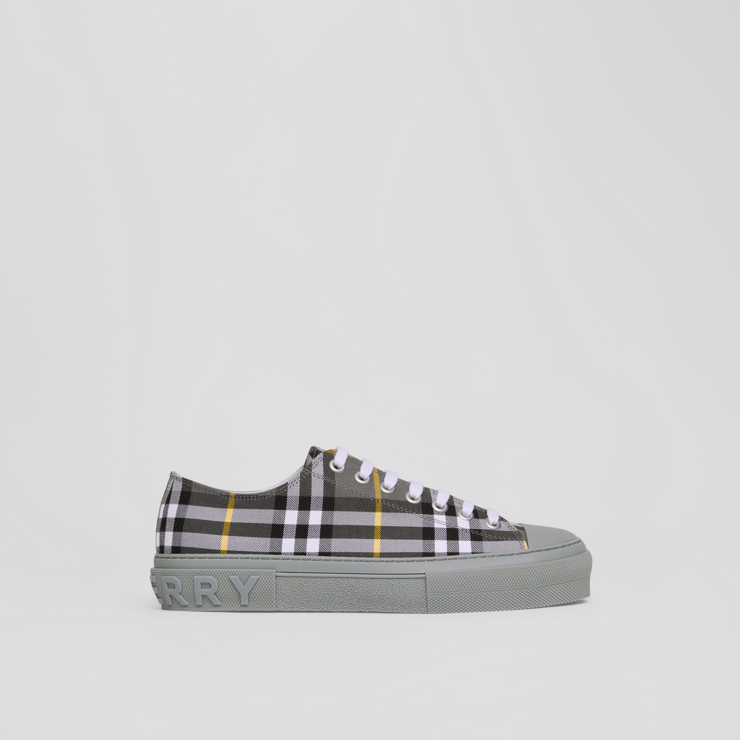 Check Cotton Sneakers in Grey - Men | Burberry® Official - 1