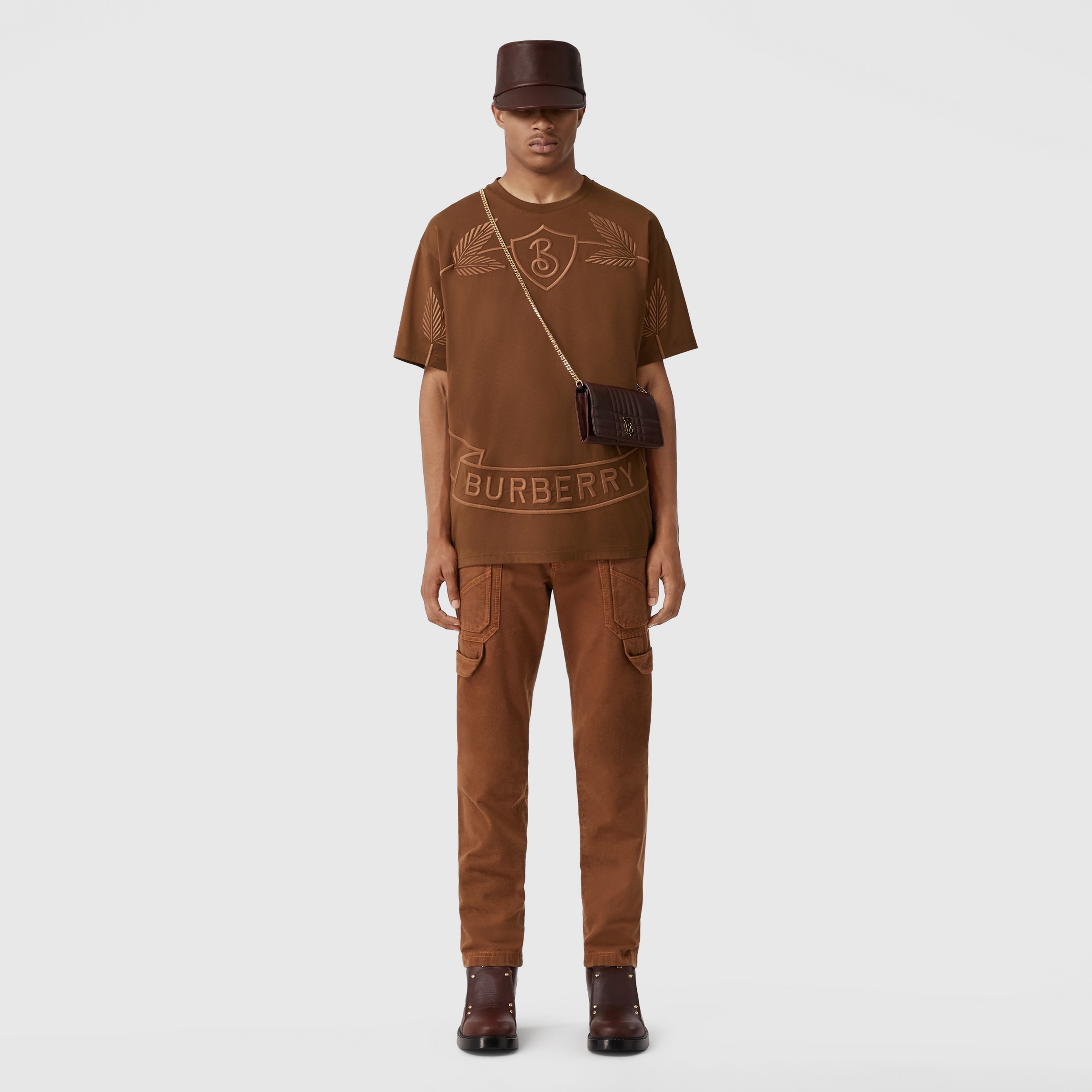 Oak Leaf Crest Cotton T-shirt in Dark Birch Brown - Men | Burberry® Official - 1