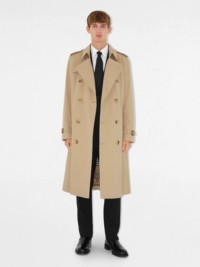 Model wearing Long Kensington Trench Coat