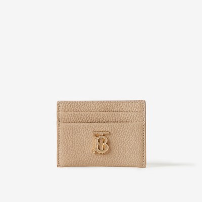 Burberry Grainy Leather Tb Card Case In Oat Beige