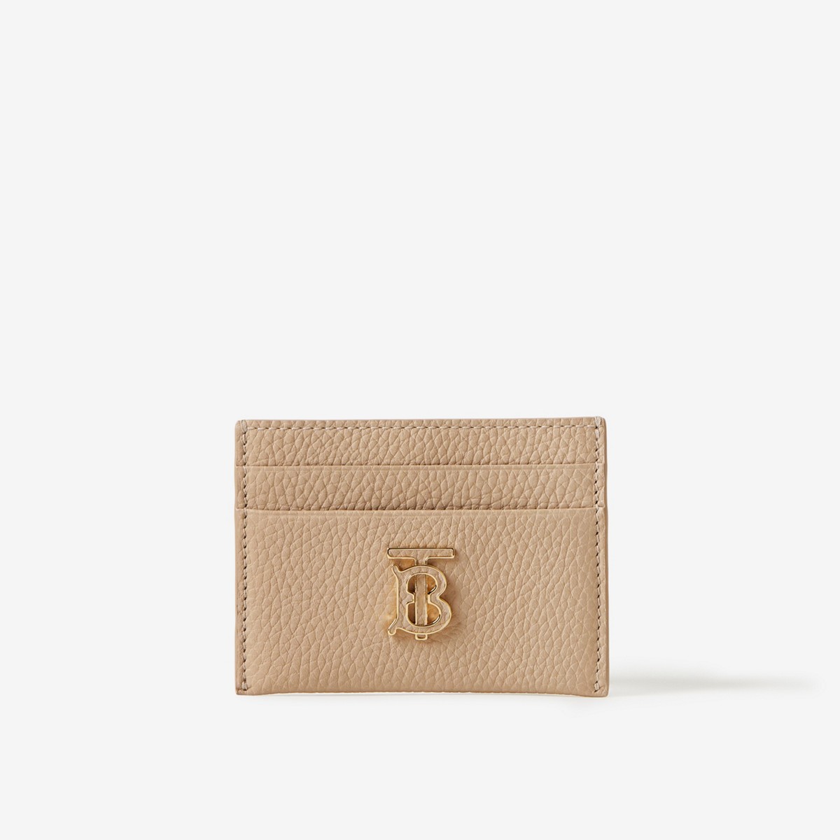 Burberry Grainy Leather Tb Card Case In Oat Beige