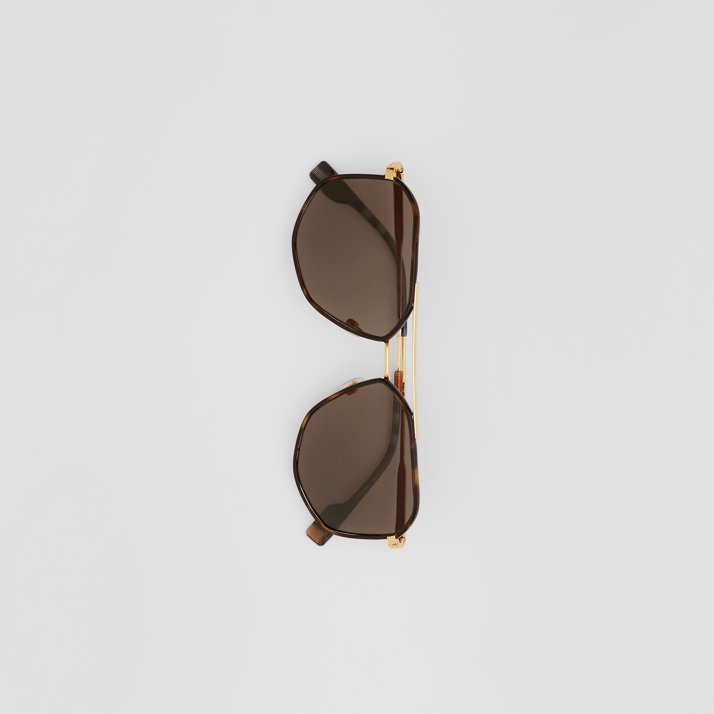 Sonnenbrille mit geometrischer Fassung (Tiefbraun/helles Goldfarben) - Herren | Burberry® - 4