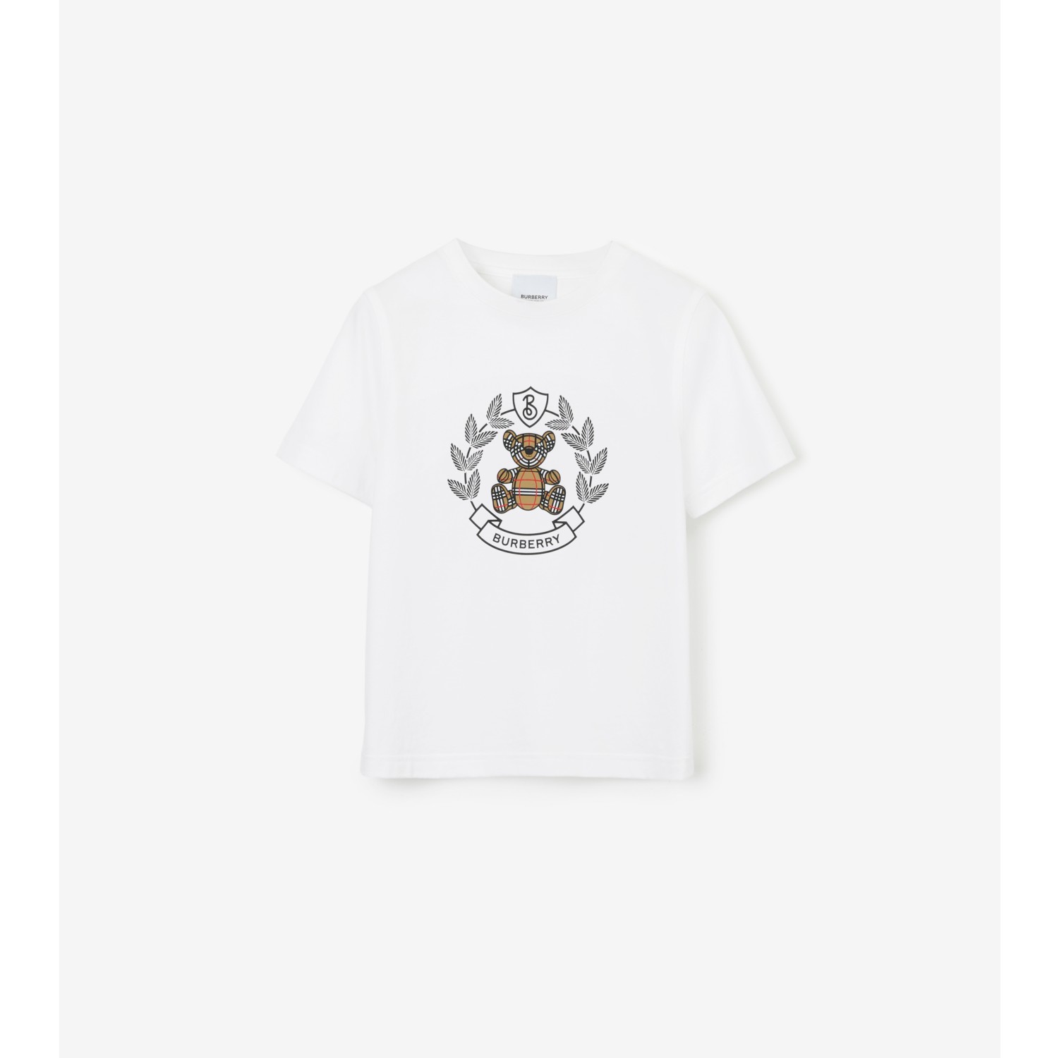 Thomas Bear Print Cotton T Shirt In White Burberry® Official 