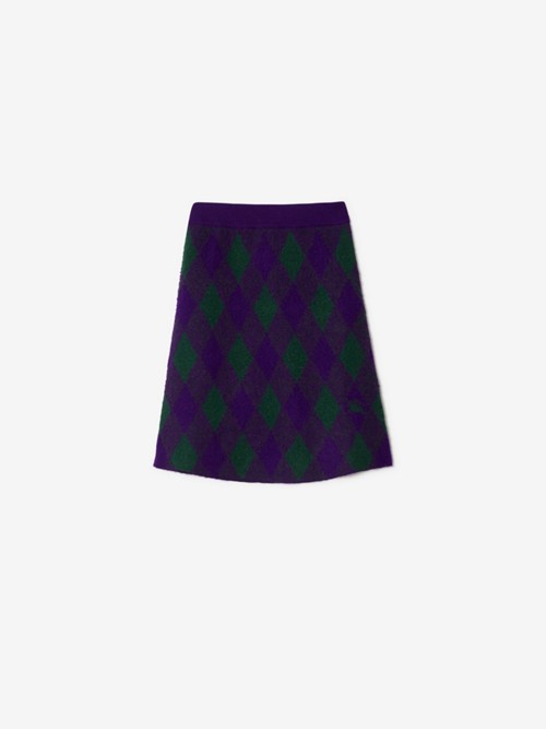 Burberry Argyle Wool Skirt In Purple