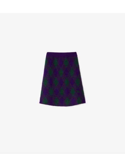 Shop Burberry Argyle Wool Skirt In Royal