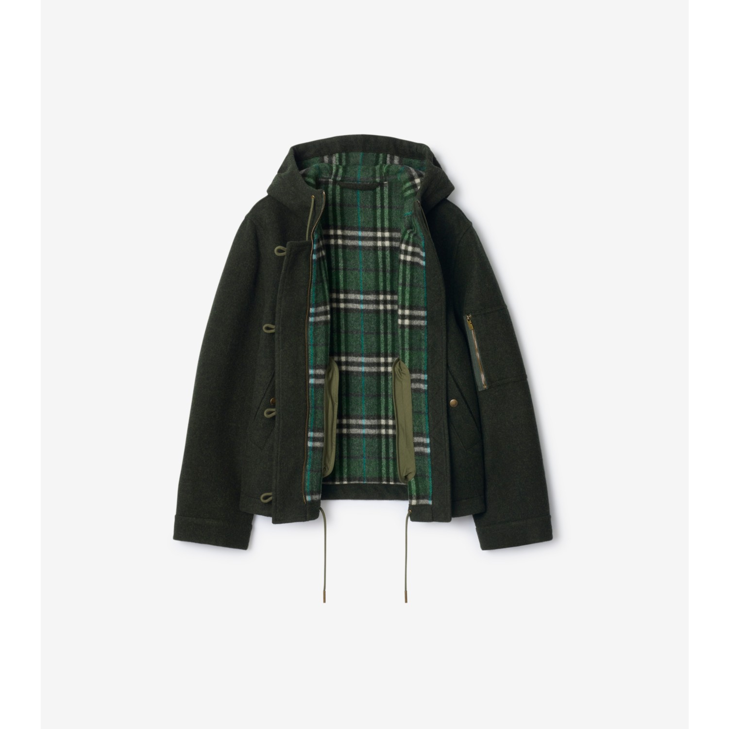 Wool Hooded Jacket in Green melange - Women | Burberry® Official