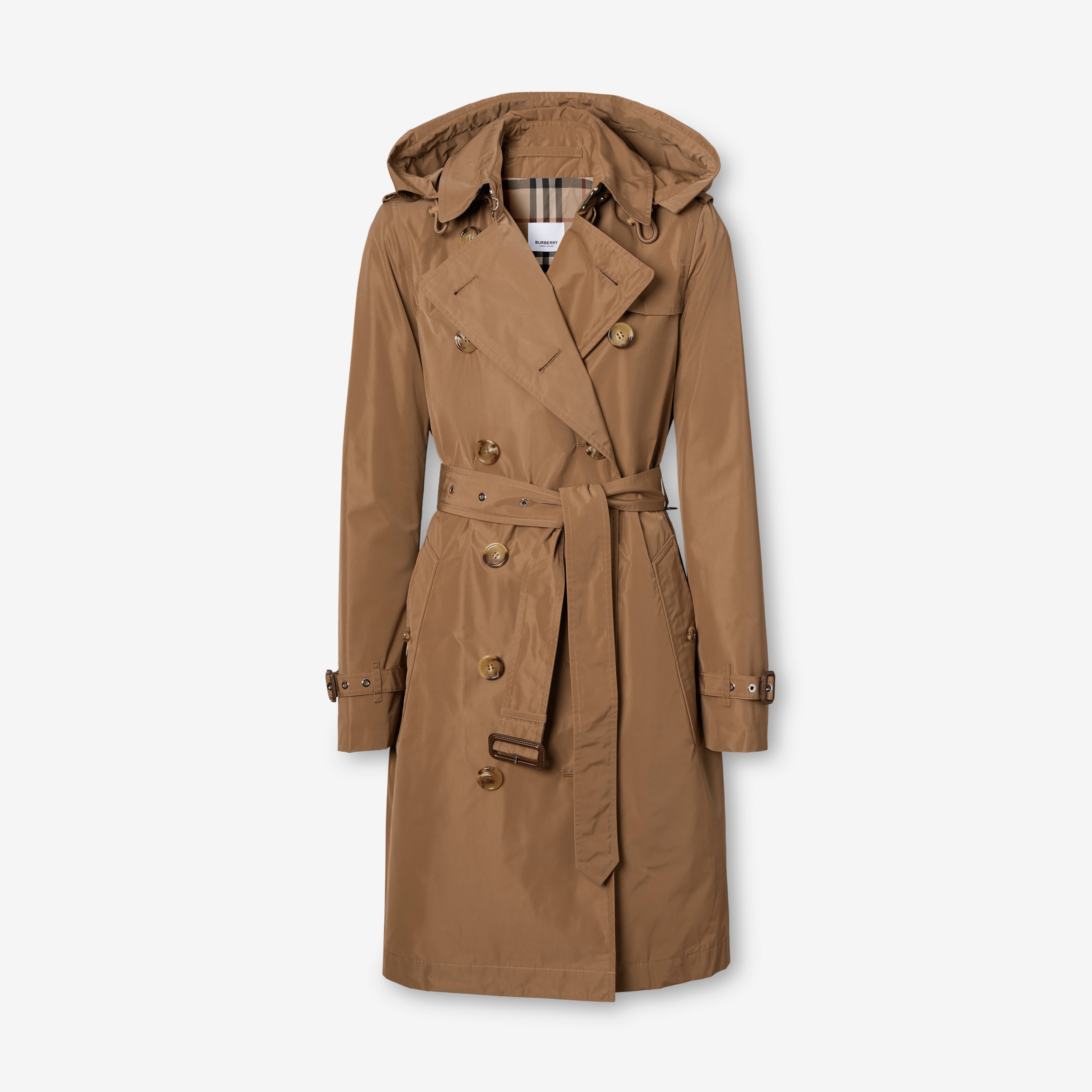 Detachable Hood Taffeta Kensington Trench Coat in Camel - Women | Burberry® Official - 1