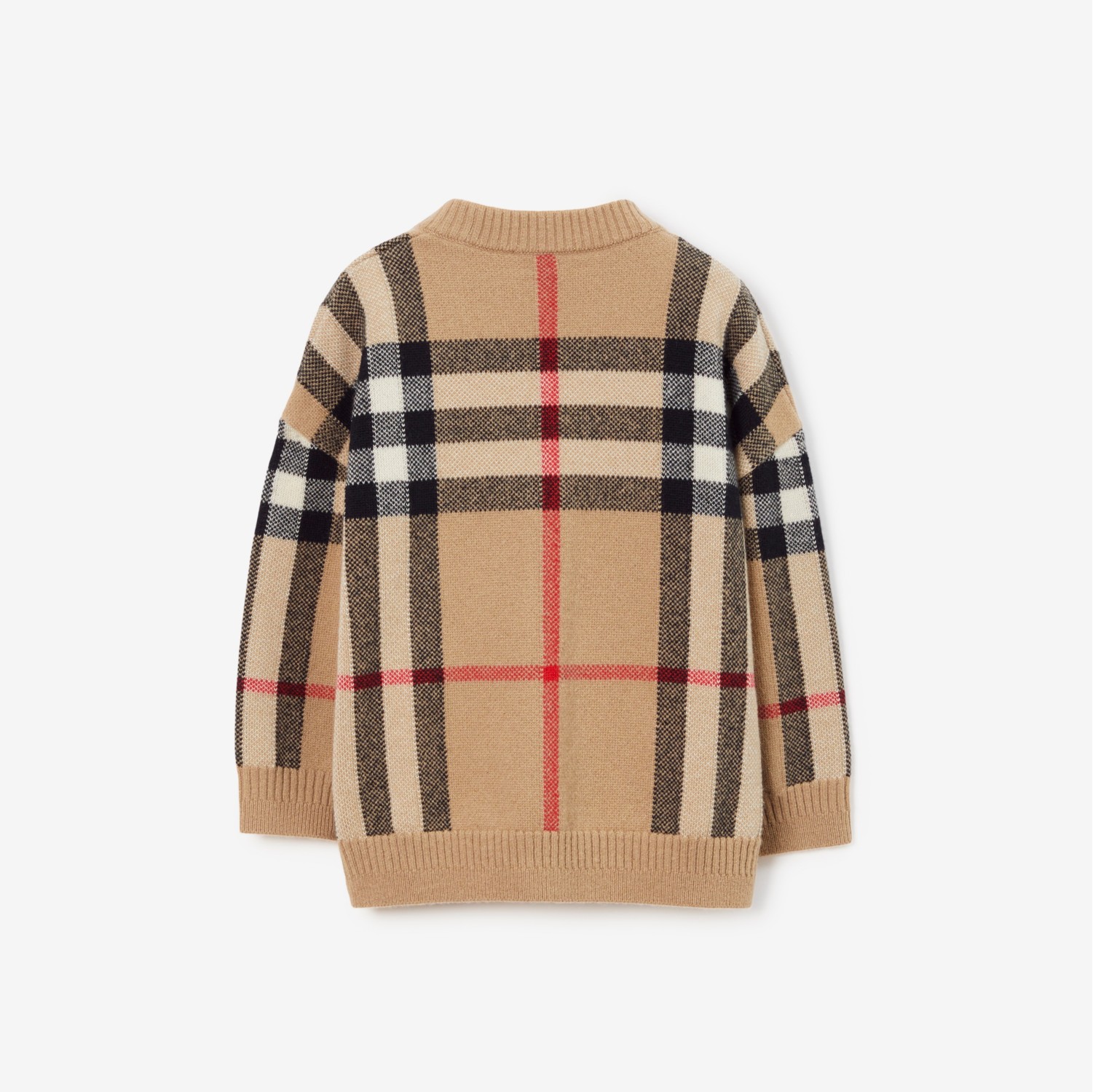 格纹羊毛羊绒混纺开衫 (典藏米色) - 儿童 | Burberry® 博柏利官网