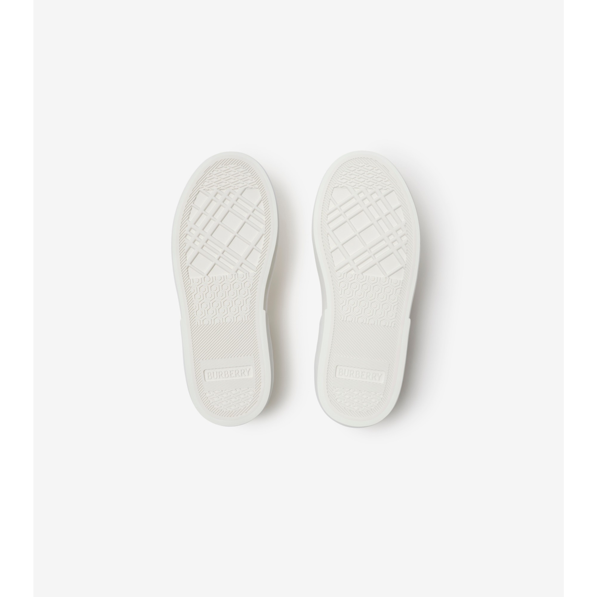 Check Cotton and Leather Sneakers in Sand - Children