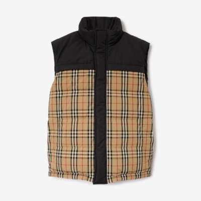 Shop Burberry Reversible Puffer Gilet In Archive Beige