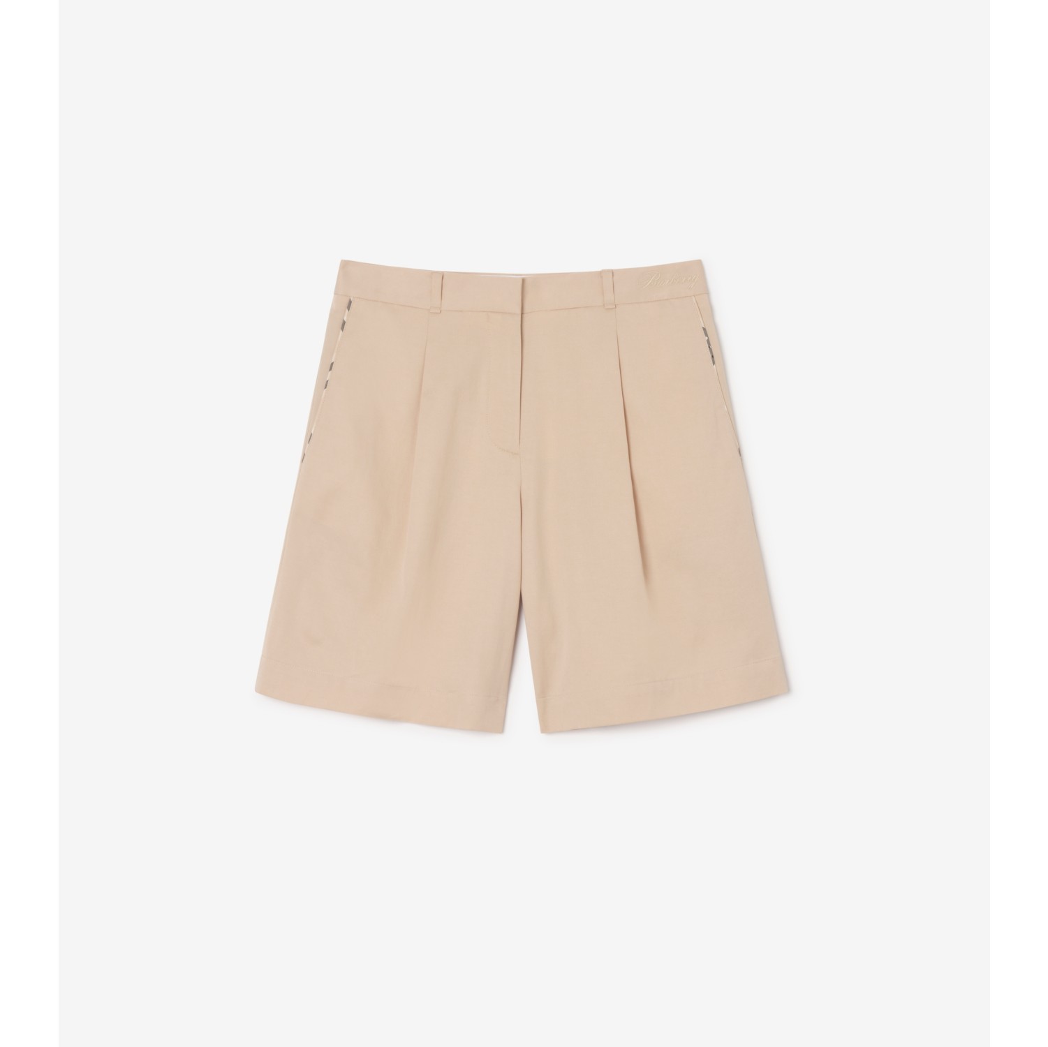 Cotton Blend Tailored Shorts in Pale stone - Women | Burberry® Official