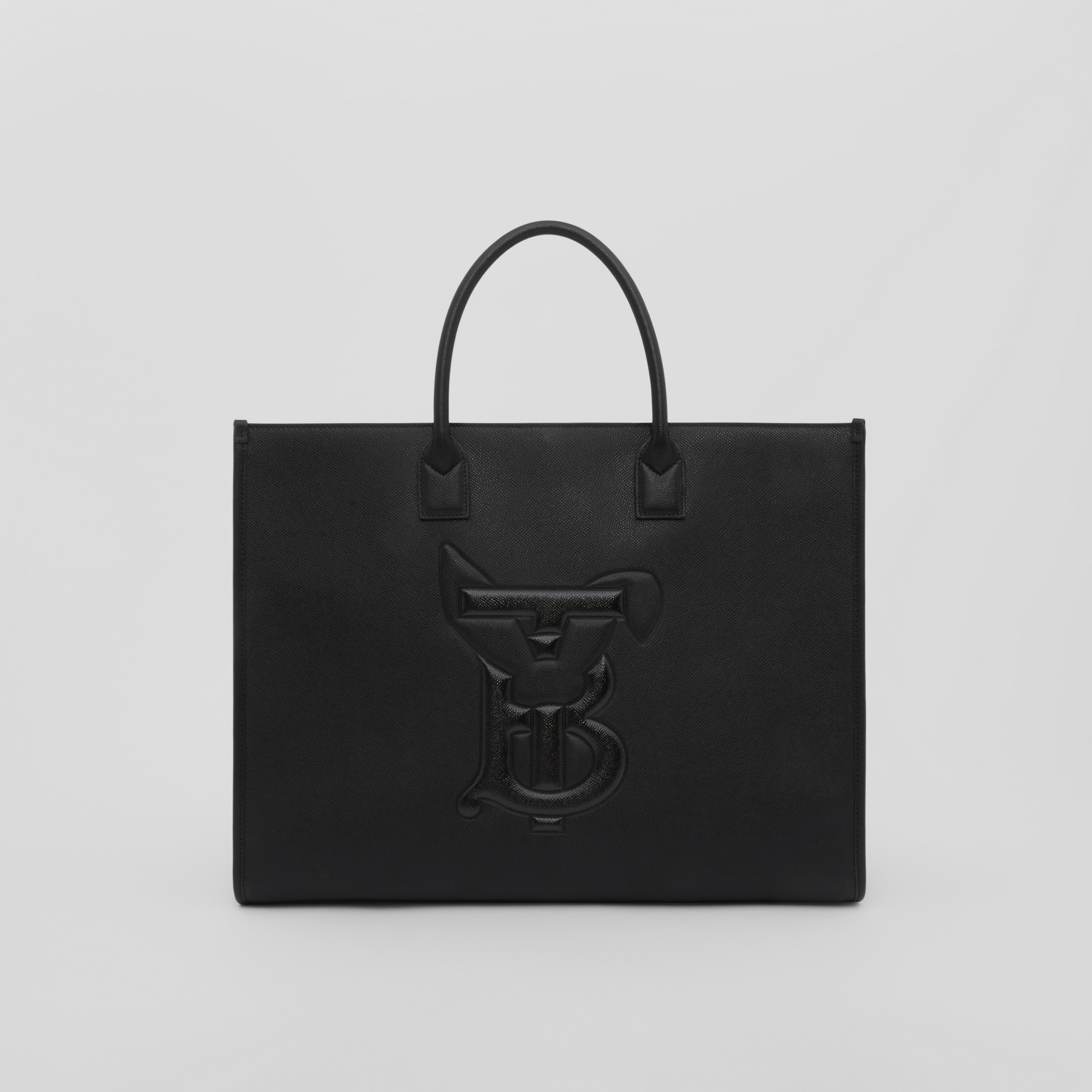 Rabbit Embossed Grainy Leather Tote in Black - Men | Burberry® Official - 1