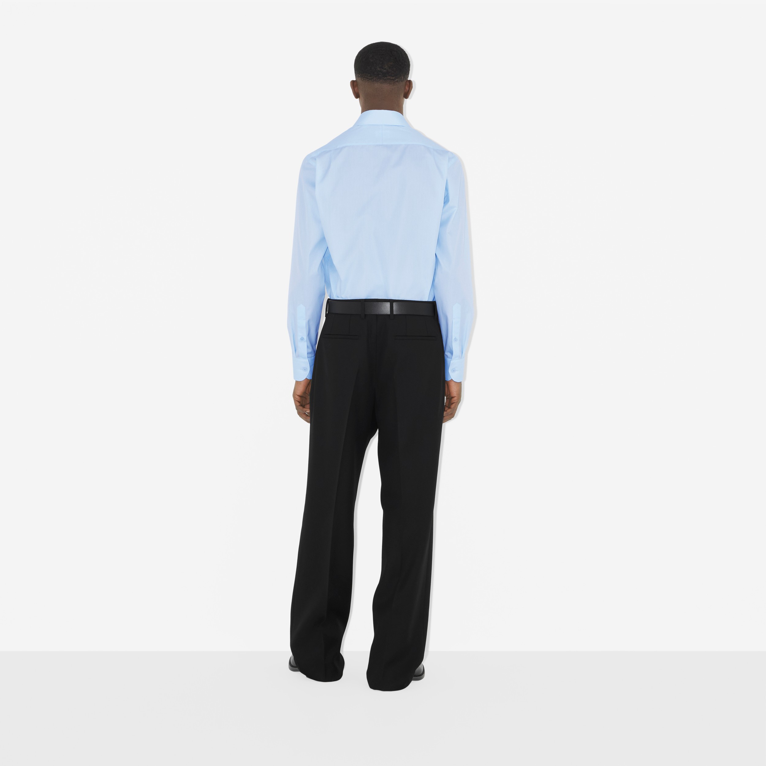 Cotton Poplin Slim Fit Shirt in Pale Blue - Men | Burberry® Official - 4