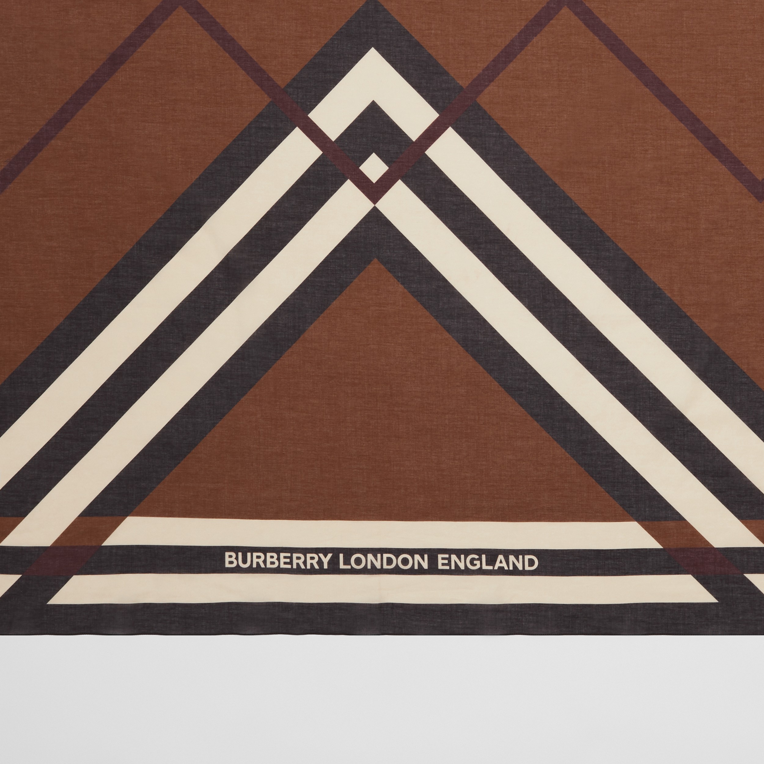 Chevron Check Print Cotton Large Square Scarf in Dark Birch Brown | Burberry® Official - 2
