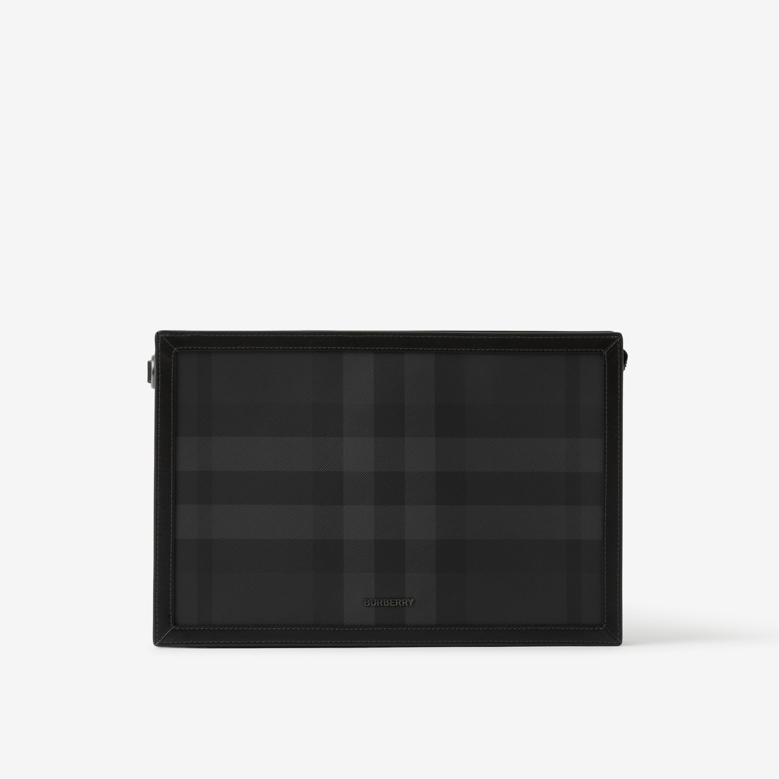 Burberry Black Leather Trimmed Beat Check Bifold Wallet