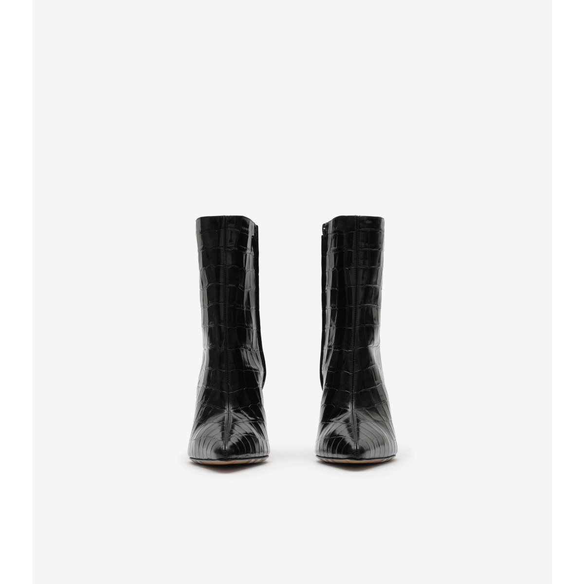  Check Crocodile-effect Leather Dame Ankle Boots​