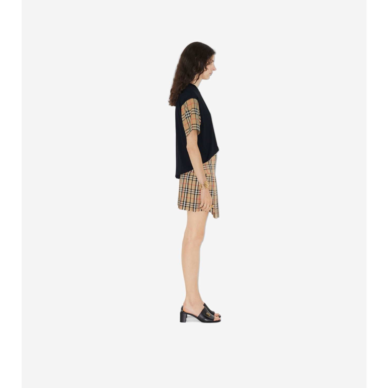 burberry kids checked wool miniskirt