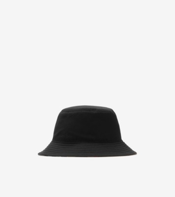 Reversible Cotton Blend Bucket Hat in Black Men Burberry Official