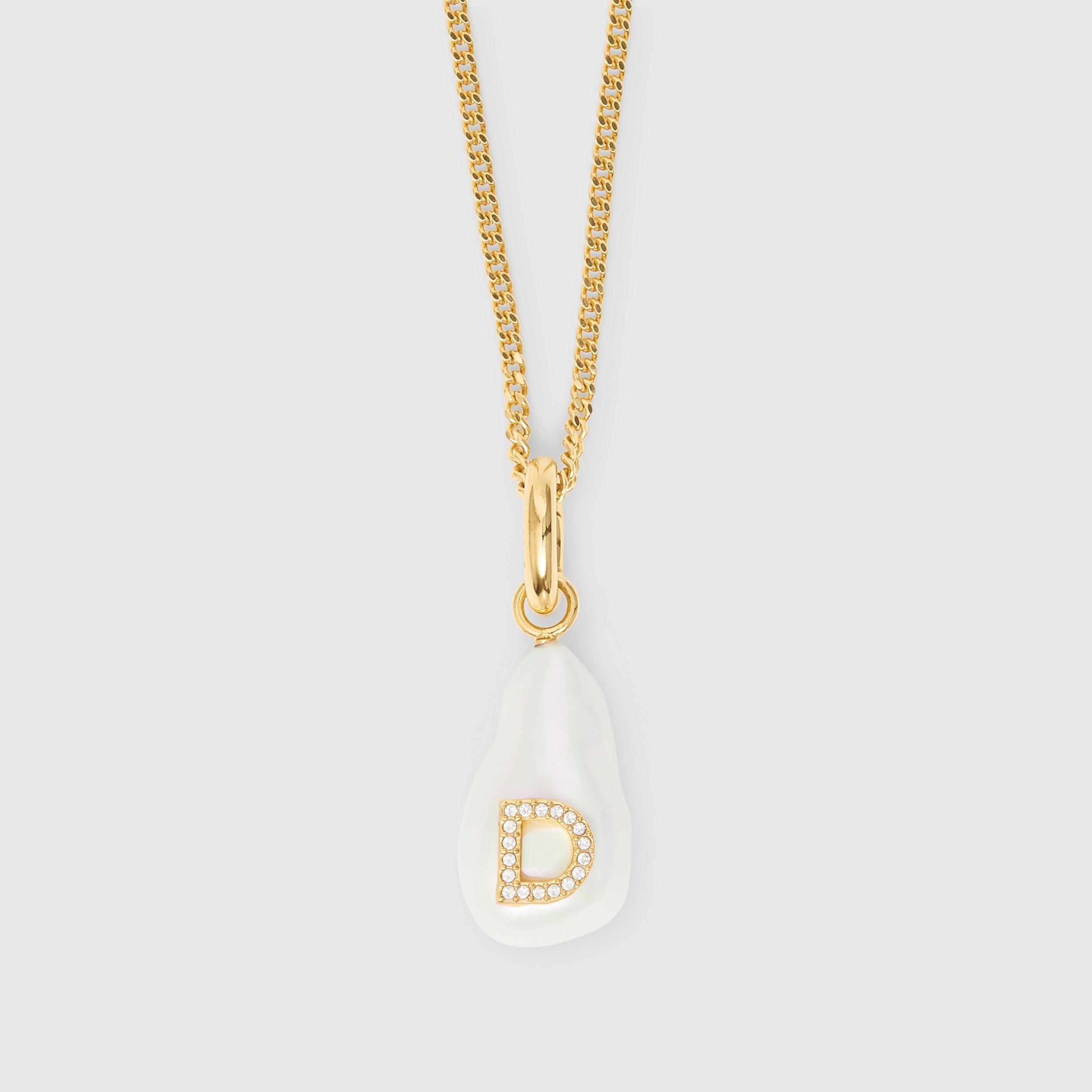 ‘D’ Crystal and Resin Pearl Letter Charm – Online Exclusive in Light Gold/mother-of-pearl - Women | Burberry® Official - 4
