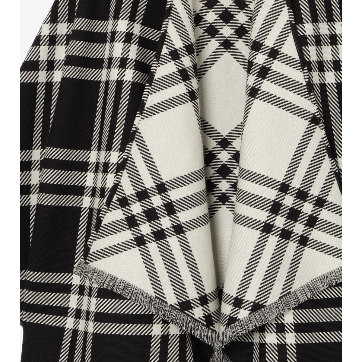  Check Wool Silk Cashmere Cape