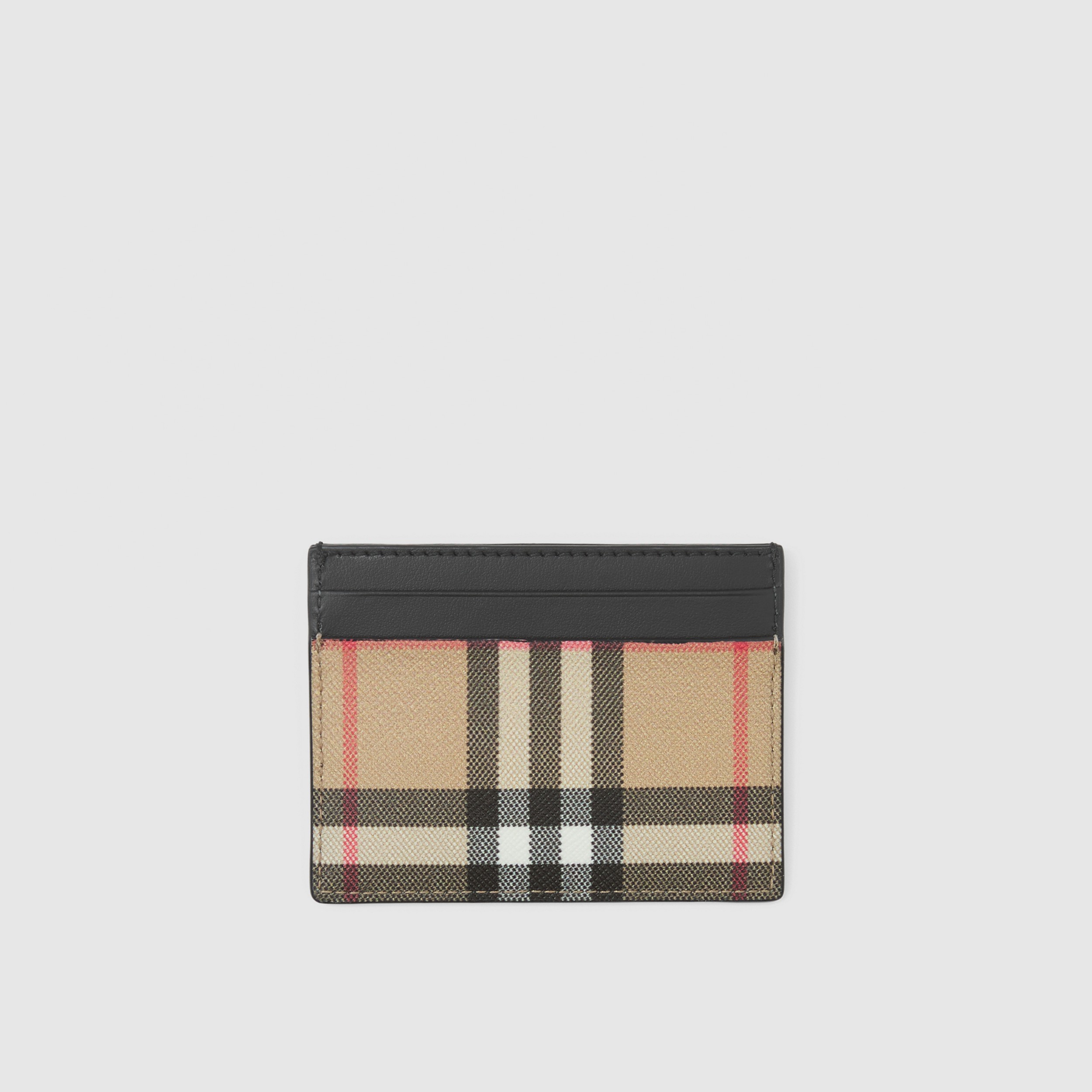 Vintage Check E-canvas and Leather Card Case in Black - Women | Burberry® Official - 1
