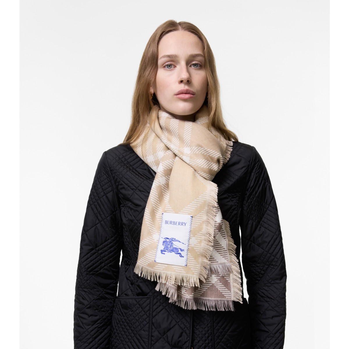  Check Gradient Wool Silk Scarf