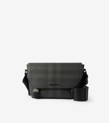 Small Wright Bag in Charcoal Men Canvas Burberry Official