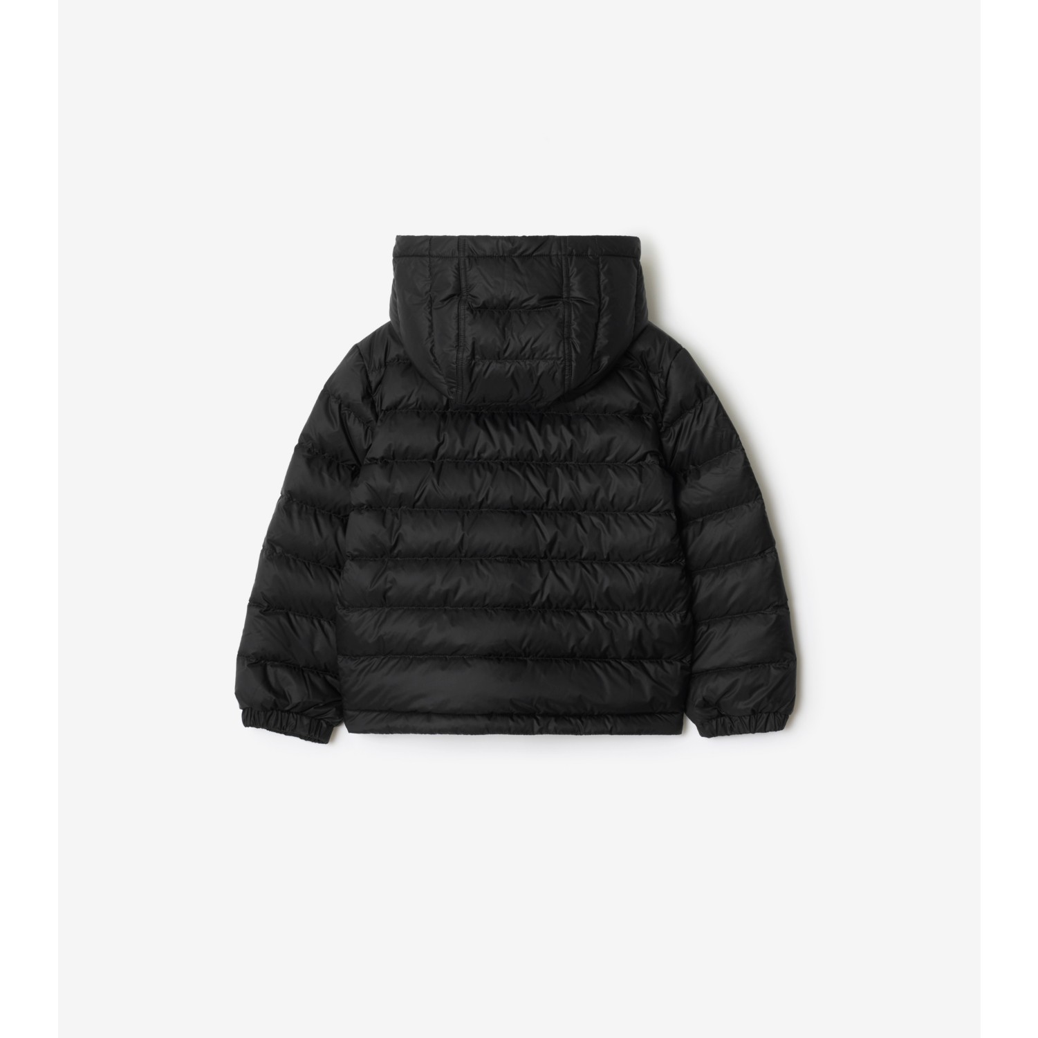 Checker-tape Nylon Hooded Puffer Jacket