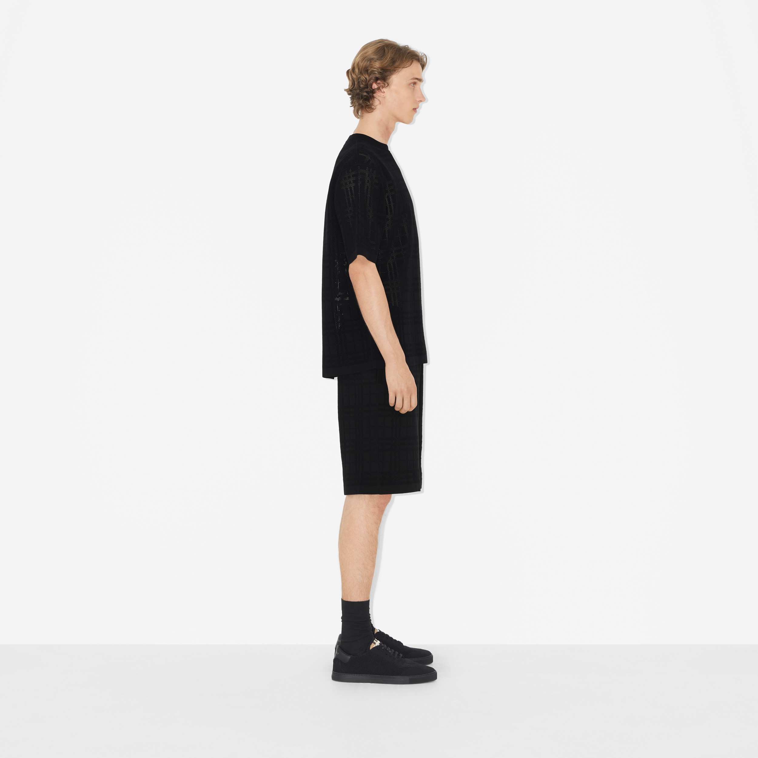 Camiseta oversize en algodón técnico Check (Negro) - Hombre | Burberry® oficial - 3