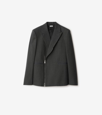 Wool Zip Tailored Jacket in Grey black - Men | Burberry® Official