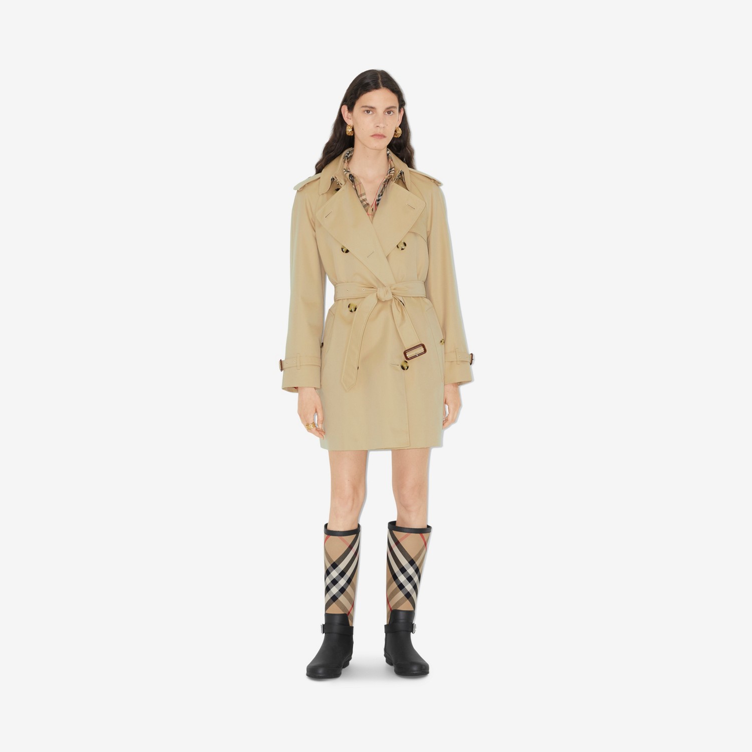 Trench coat en algodón de gabardina (Miel) - Mujer | Burberry® oficial