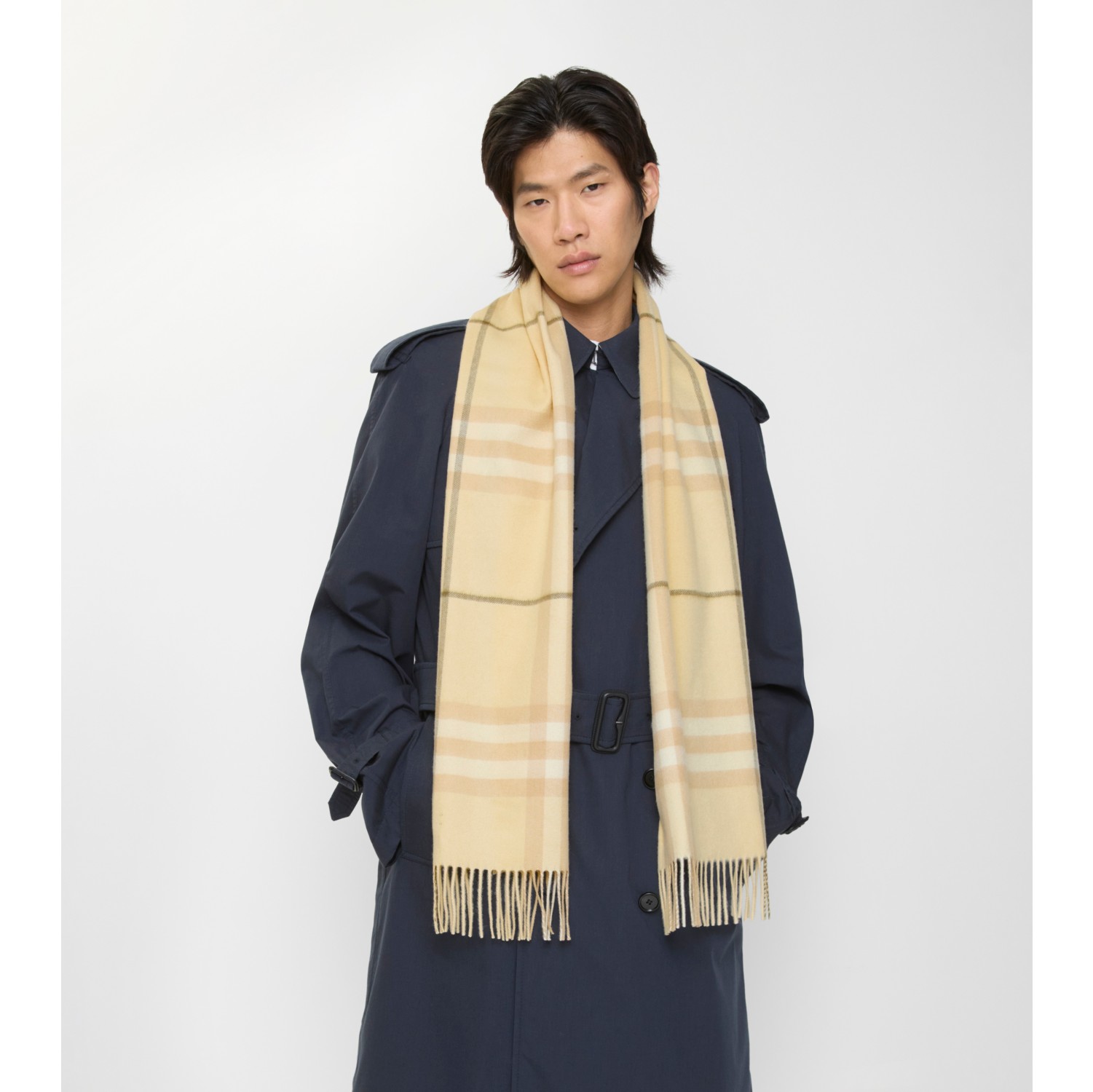 Check Cashmere Scarf in Buff | Burberry® Official