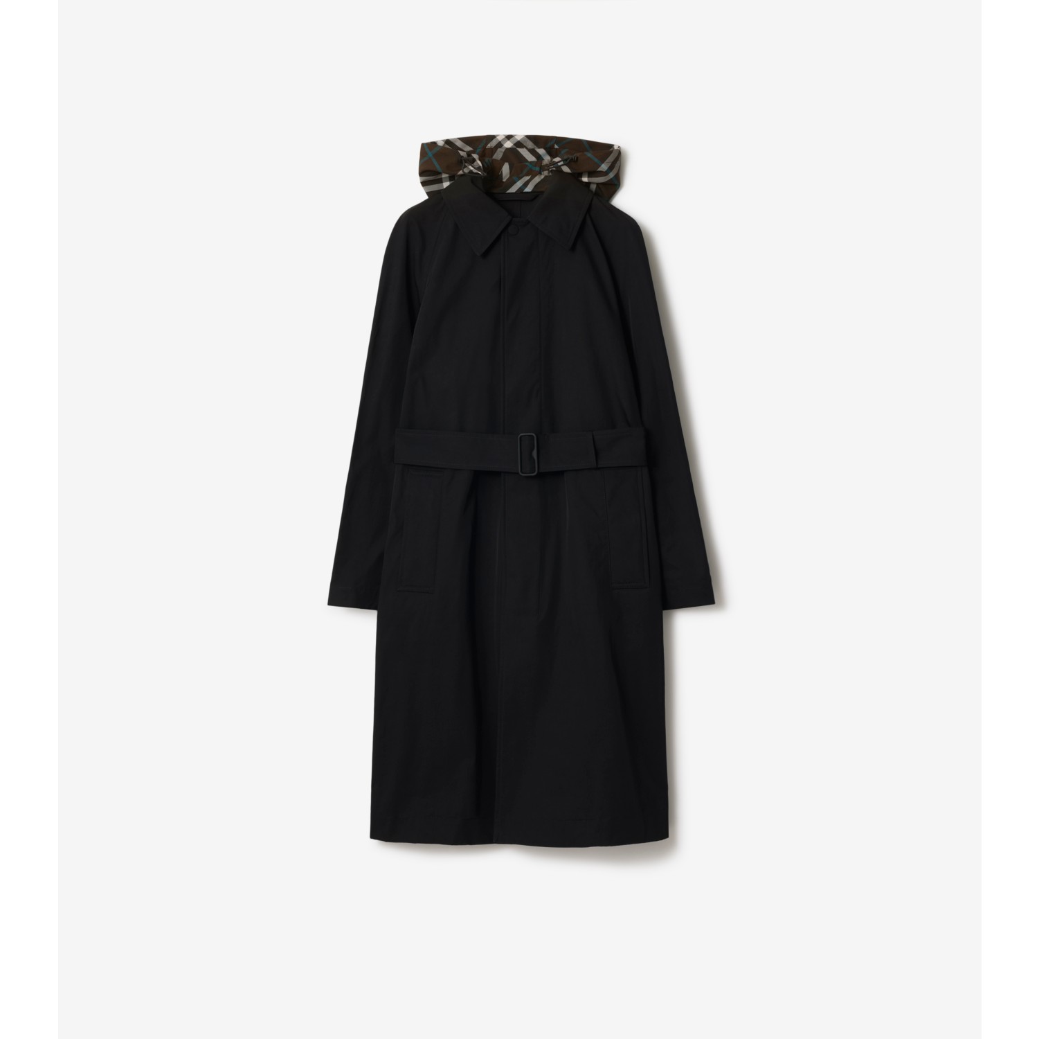 Long Nylon Cotton Car Coat in Black Women Burberry Official