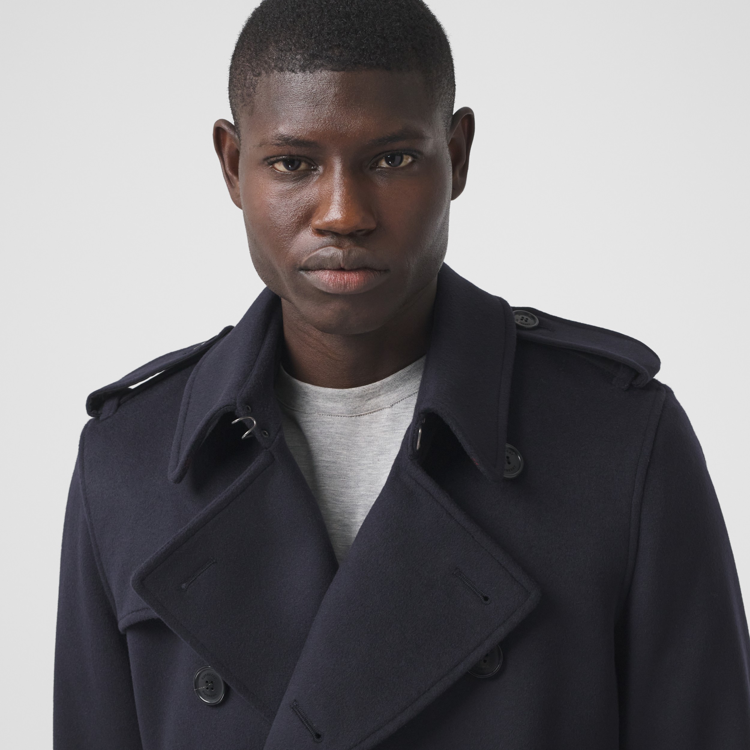 ウールカシミア トレンチコート ネイビー メンズ バーバリー