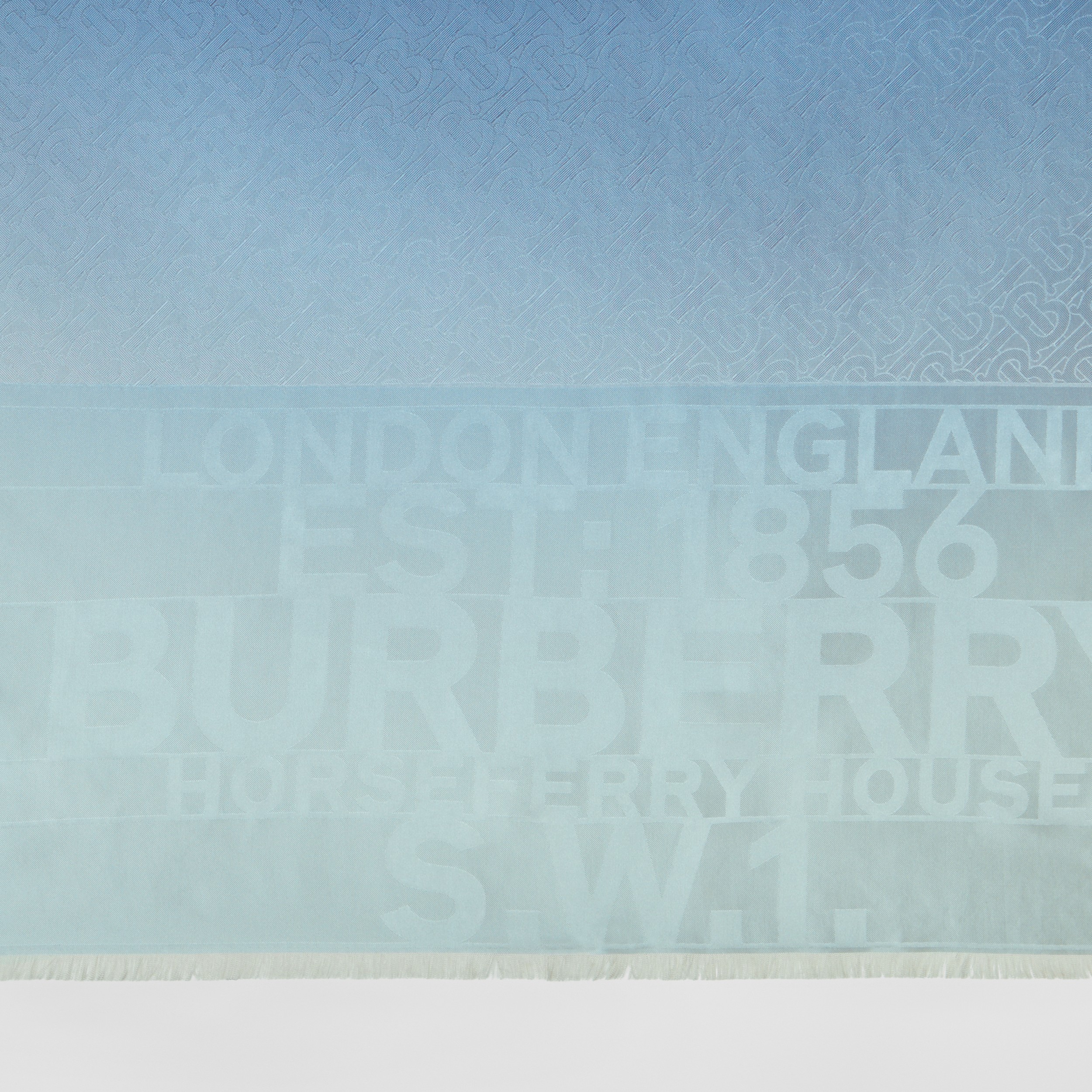 Horseferry Silk Jacquard Reversible Scarf in Pale Blue/soft Fawn | Burberry® Official - 2