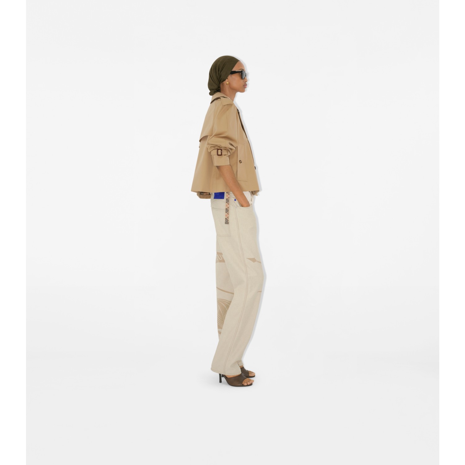 Cropped Gabardine Mayfair Trench Jacket in Honey beige - Women, Cotton | Burberry® Official