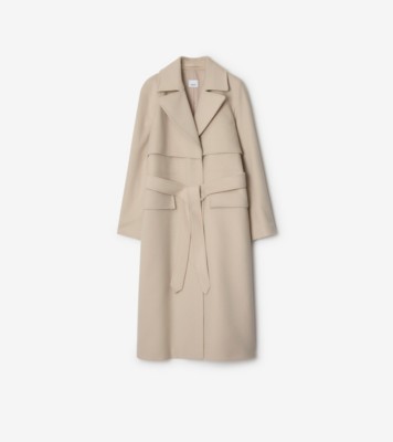 Long Wool Cashmere Trench Coat in Taupe Women Burberry Official