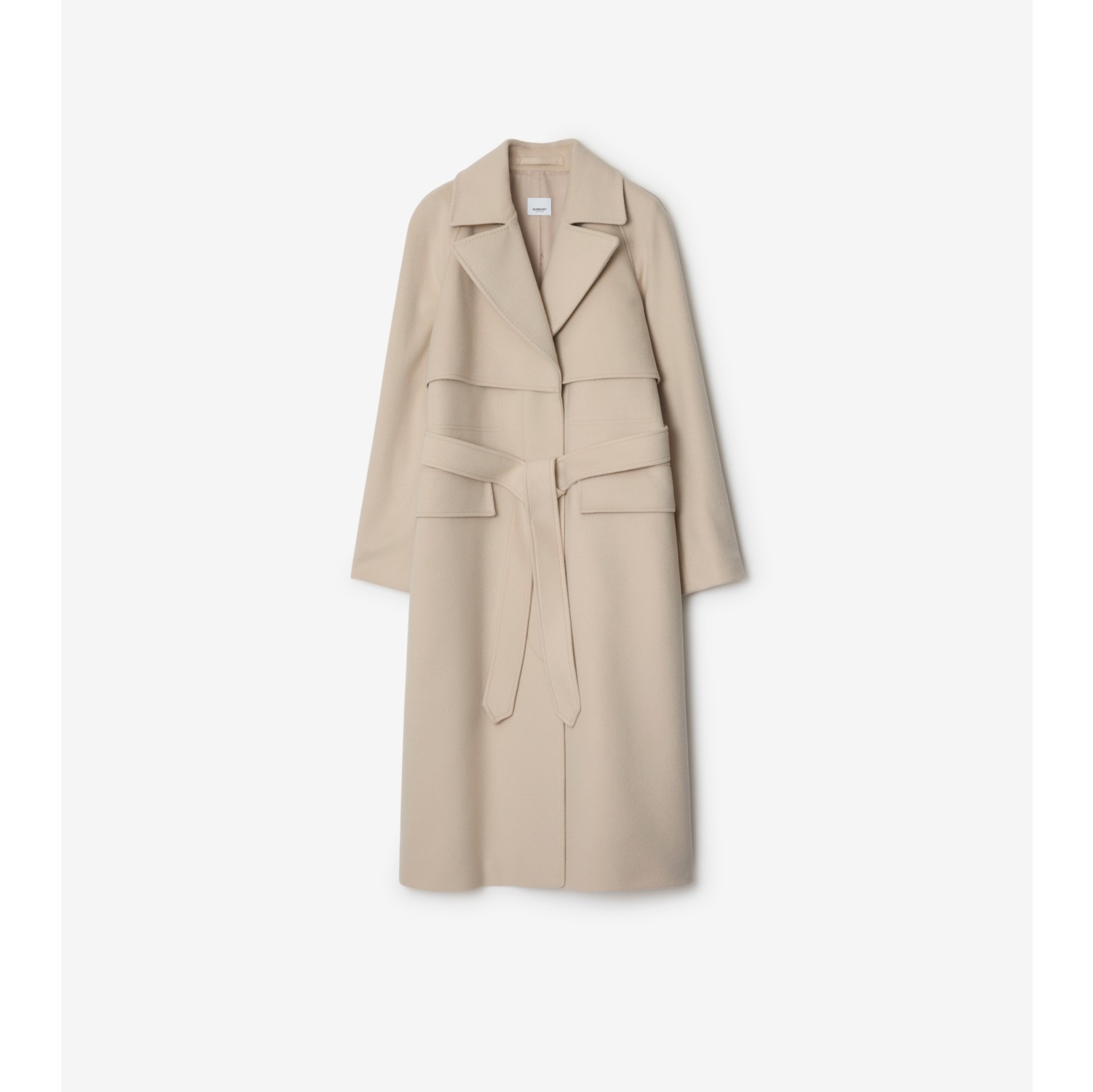 Trench coat lungo in lana e cashmere