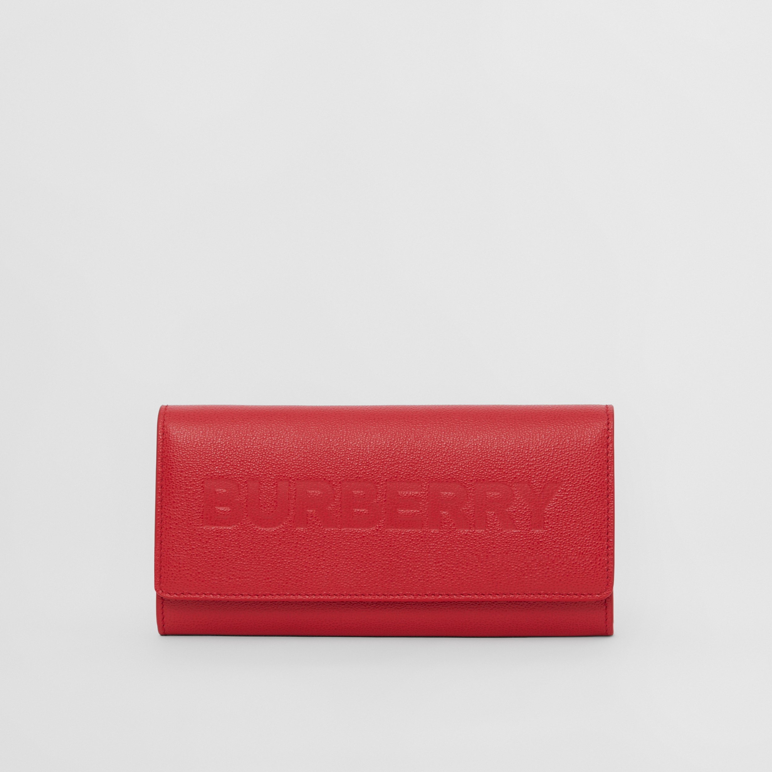 Logo Embossed Leather Continental Wallet in Red - Women | Burberry® Official