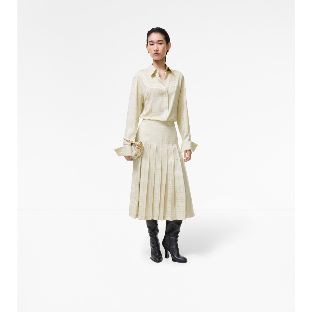 Check Silk Midi Kilt