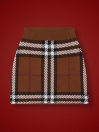 Dark Birch Brown Check Wool Jacquard Mini Skirt