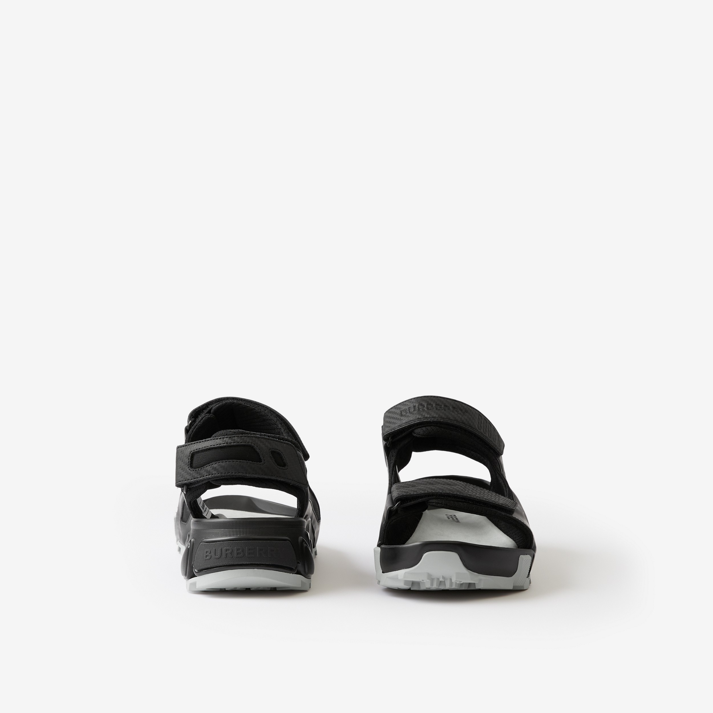 Logo print Leather and Nylon Arthur Sandals in Black - Men | Burberry® Official - 4
