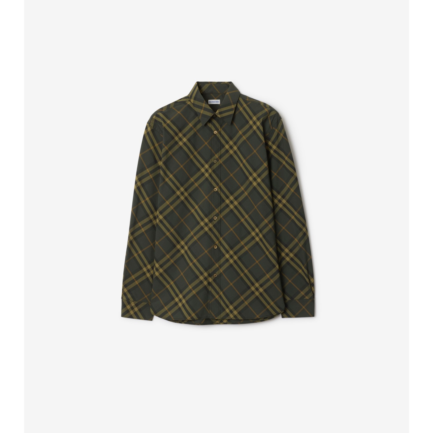 Check Cotton Shirt in Shadow Men Burberry Official