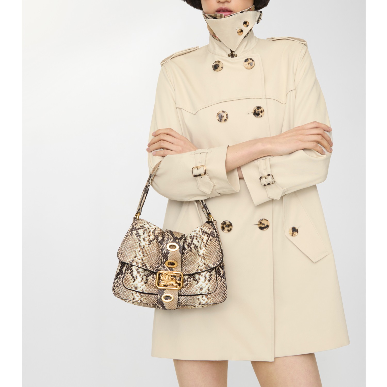 Small Rider Bag in Natural beige/dark brown - Women, Leather | Burberry® Official