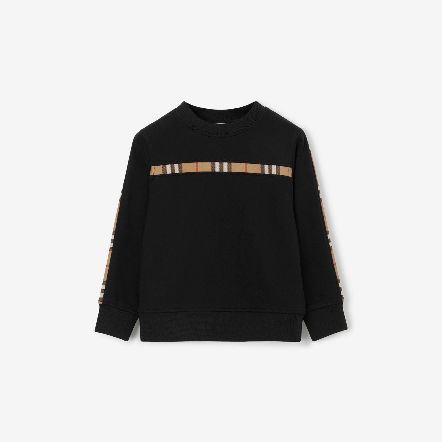 Check Panel Cotton Sweatshirt in Black | Burberry® Official