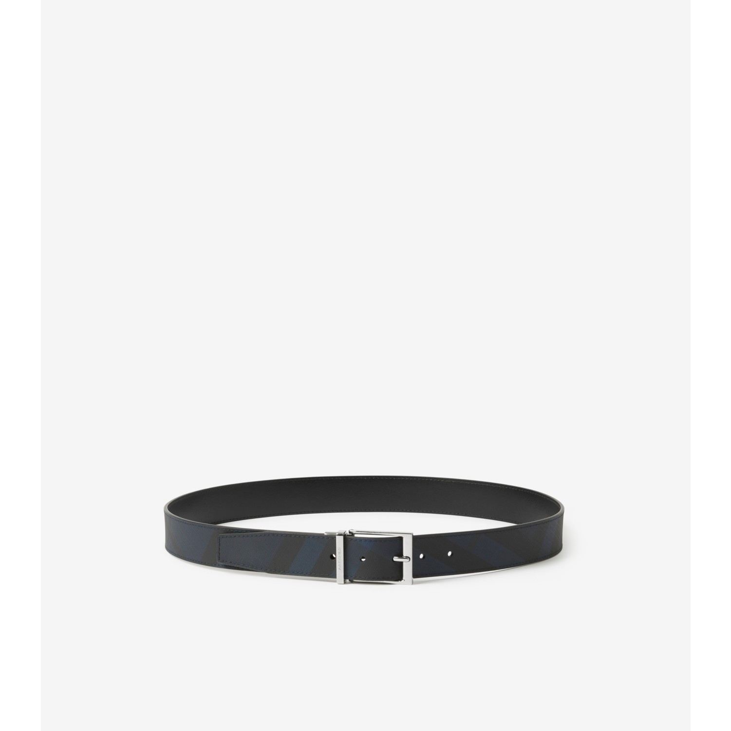 Reversible London Check and Leather Belt in Navy/blue - Burberry