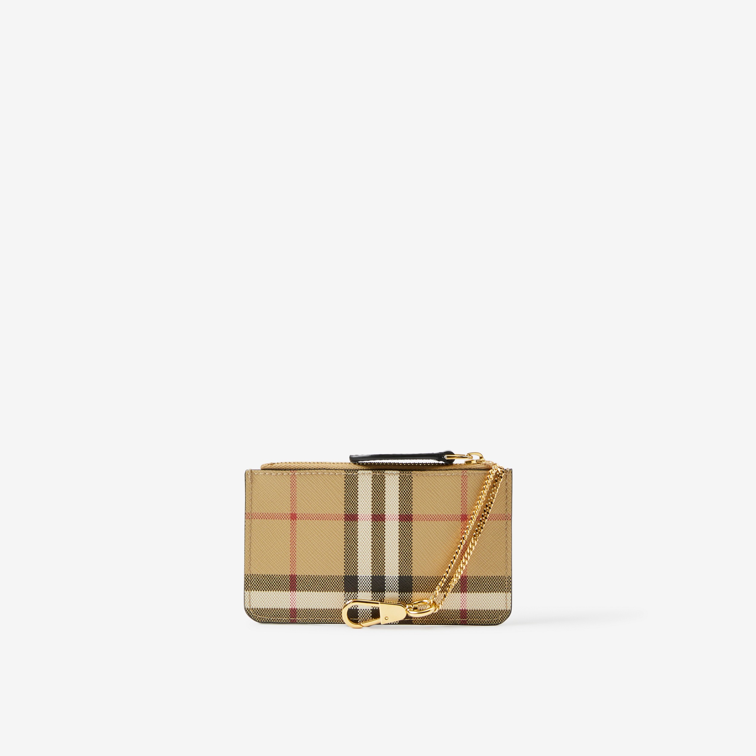 Check Coin Case with Strap in Archive Beige - Women | Burberry® Official - 3