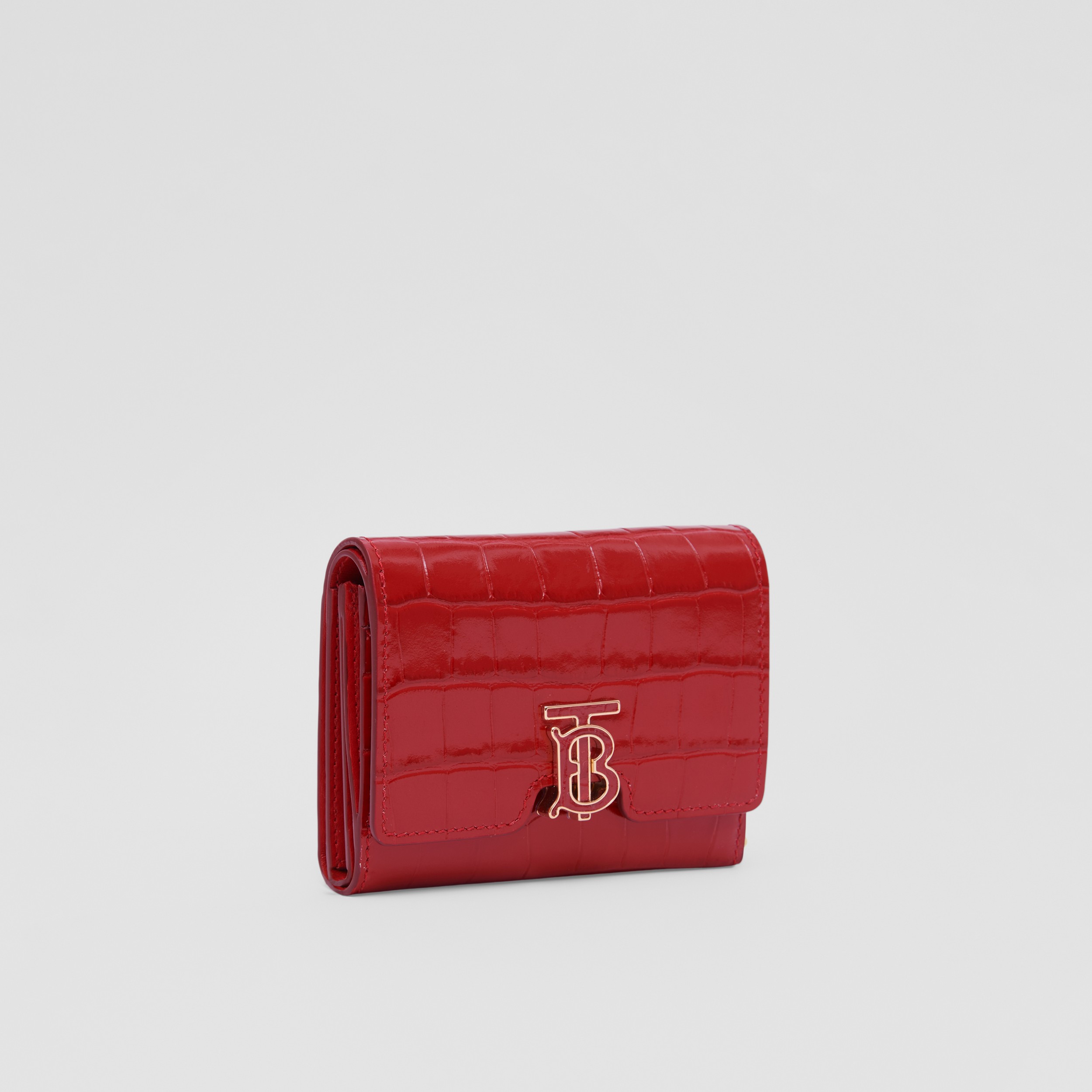 Embossed Leather TB Compact Wallet in Dark Carmine - Women | Burberry® Official - 4